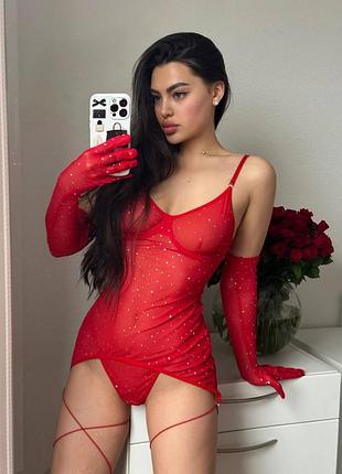 Жіночий еротичний пеньюар+рукавички