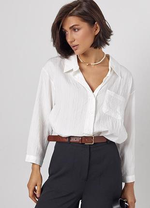 Жіноча сорочка у смужку з рукавами три чверті
