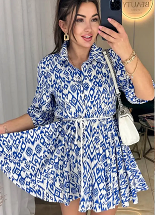 Женское платье штапель  принт  с поясом 5 цветов 42; 44; 46; 48   av868-455sве