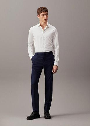 Чоловічі класичні вовняні сині брюки штани calvin klein slim fit wool