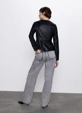 Куртка пиджак кожанка кожзам кожа жакет куртка из искусственной кожи женская zara 3046/242/800 m черная пиджак