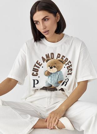Oversize футболка с принтом мишки