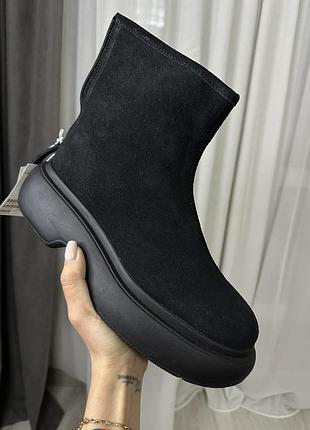 Зимние ботинки сапоги ботинки челси натуральная замша h&amp;m