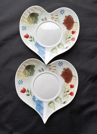 Блюдца в форме сердца ♥️, тарелка фарфоровая