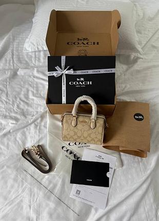 Coach rowan beige satchel in signature canvas