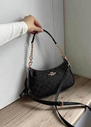 Coach teri shoulder bag in signature canvas brown