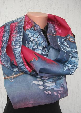 Шарф натуральный шелк ручная роспись