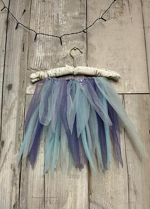 Пачка спідниця бірюзова фіолетова з фатіну капелька дощик бурулька