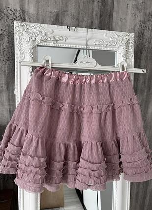 Пудровая юбка для девочки 7-8 р праздничная юбочка zara фатиновп юбка пышная