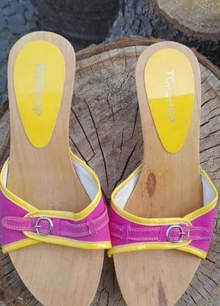 Сабо, шльопки topshop марка,р. 37_38. тканина  дерево