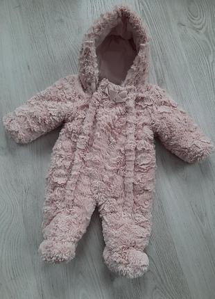 Теплий плюшевий комбінезон-конверт на виписку 56-62 см 0-3 міс