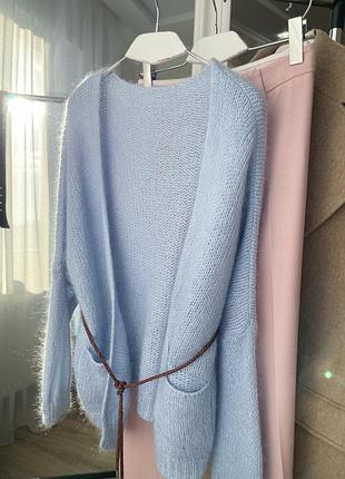 Итальянский голубой кардиган из альпаки