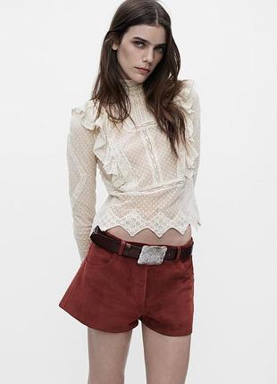 Рубашка блуза с вышивкой zara