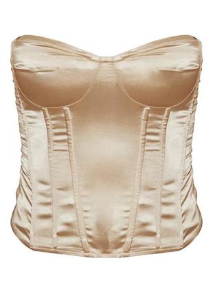Новый золотой атласный корсетный топ