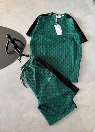 Спортивный летний костюм lacoste monogram green