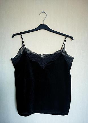 Майка велюрова з мереживом