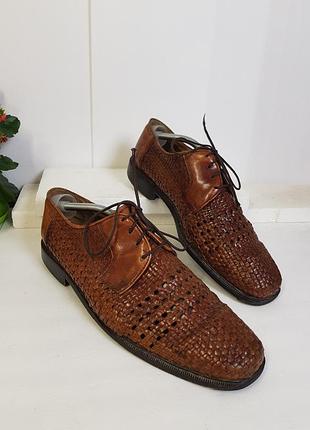 Плетені шкіряні чоловічі туфлі salamander 45р