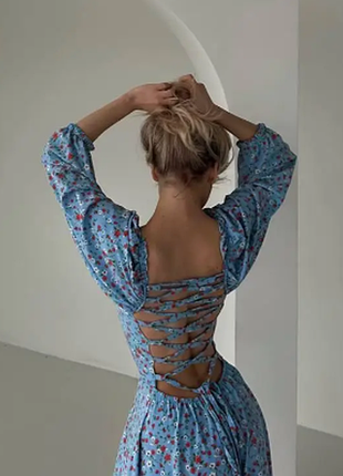 Женское платье софт в принт с разрезом 4 цвета 42-44, 46-48 rin1557-270aве