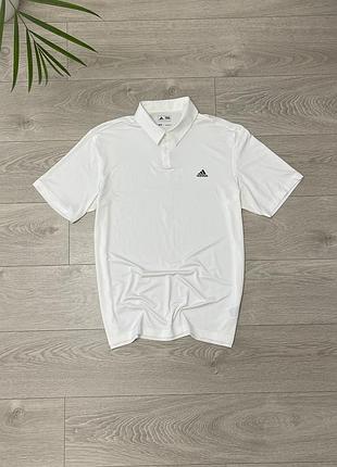 Спортивная удобная белая поло адидас adidas black logo, размер фактически l, оригинал