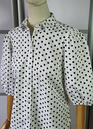 Papaya коттоновая белая в черный горошек рубашка2 фото