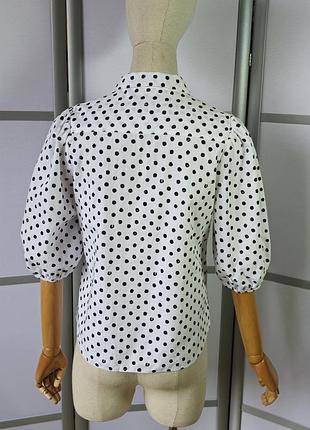 Papaya коттоновая белая в черный горошек рубашка5 фото