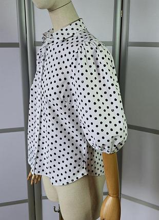 Papaya коттоновая белая в черный горошек рубашка4 фото