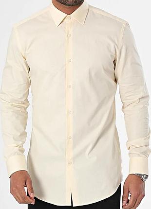 Классическая рубашка hugo hugo boss c-jenno slim fit shirt light yellow