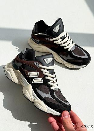 Черные серые коричневые натуральные кожаные замшевые кроссовки с сеткой в сетку на бежевой подошве