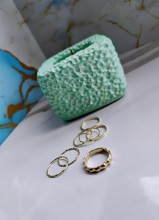 Набір жіночих колечок на пальці в золотистому, сріблястому кольорі, біжутерія