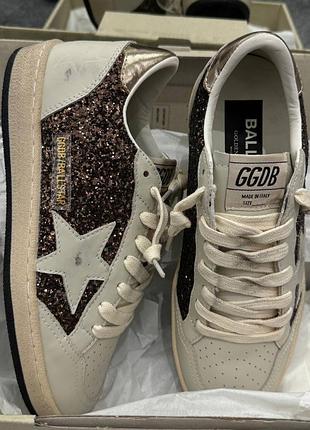 Кеды golden звезда блестящие goose коричневые бежевые