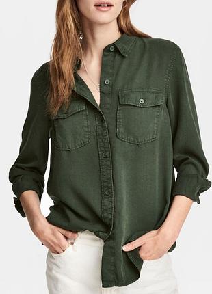 Сорочка джинсова h&m темно-зелена