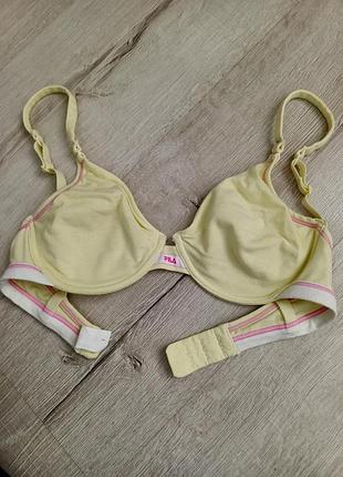 Хлопковый желтый фирменный бюстгальтер fila