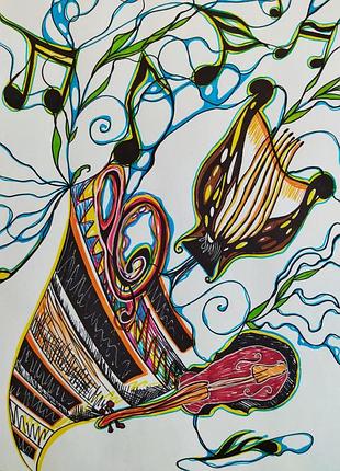 Мой рисунок, который образовался из линий под названием "мелодия литье".