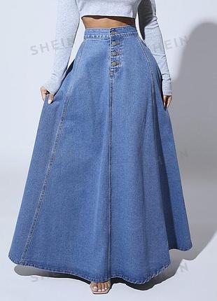 Джинсовая макси юбка
