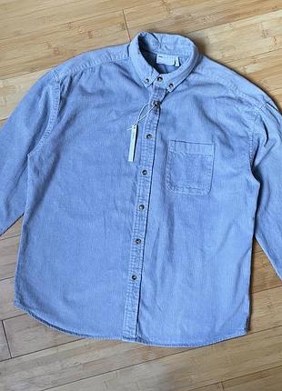 Голубая вельветовая рубашка оверсайз