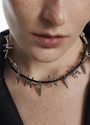 Ожерелье шипы с колючей проволокой. унисекс готика гранж