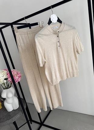 Костюм бежевого цвета ткань пряжа из&nbsp; натурального льна, люкс качество