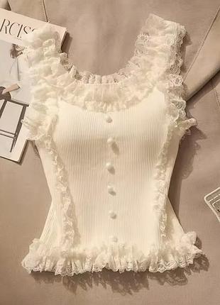 Топ белый с кружевом coquette