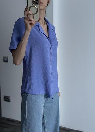 Рубашка женская лето короткий рукав голубая