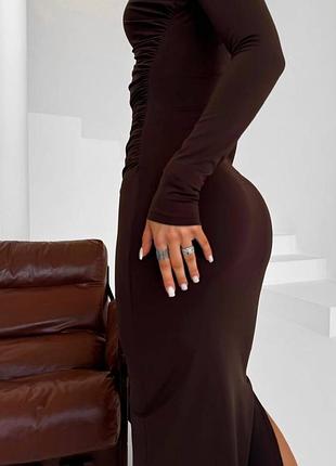 Женское платье платье в утяжеление облегающее базовое со сборками с рукавами длинная макси...