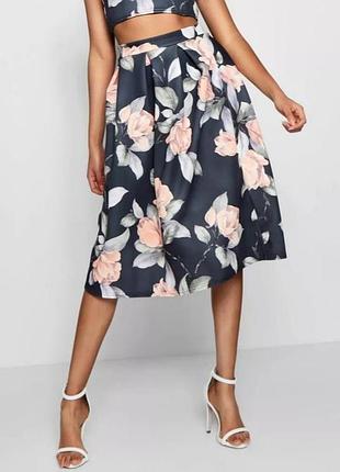 Красивая пышная юбка в цветы р. 44/46