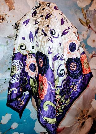 Платок шелковый 100% натуральный шелк,шов роуль