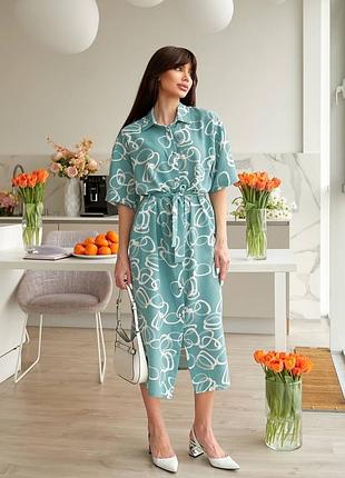 ❗️ 4 кольори ❗️ женское платье рубашка длиной до щиколотки с разрезами по бокам с поясом на пуговицах хлопок