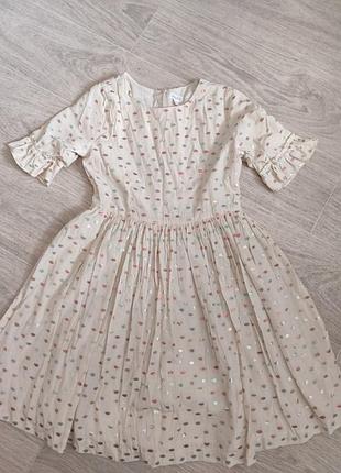 Платье gymboree для девочки в пастельных тонах цвета слоновой кости с короткими рукавами