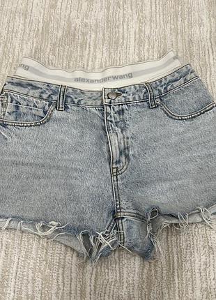 Шорти джинсові короткі з високим поясом/резинкою