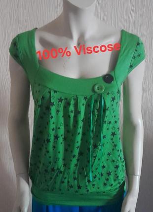 Практичная вискозная блузка зелёного цвета в звездный принт y.s.a.d с биркой