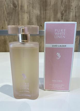 Estee lauder pure white linen pink coral парфумована вода 50 мл, оригінал