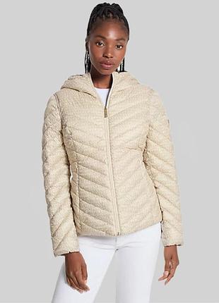 Жіноча куртка двостороння michael kors chevron logo print quilted nylon beige/vanilla