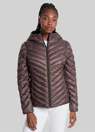Жіноча куртка двостороння michael kors chevron logo print quilted nylon black/brown