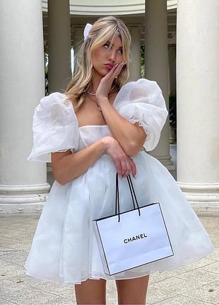 Сукня baby doll молочна пишна коротка